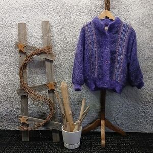 Vintage Purple Knit Cardigan